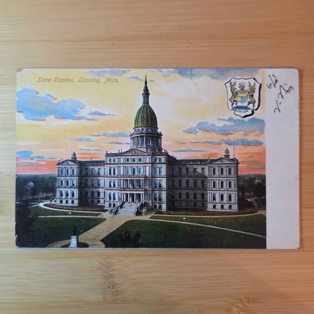 Antique Michigan State Capitol Lansing Postcard Illustrated Postal Card Co